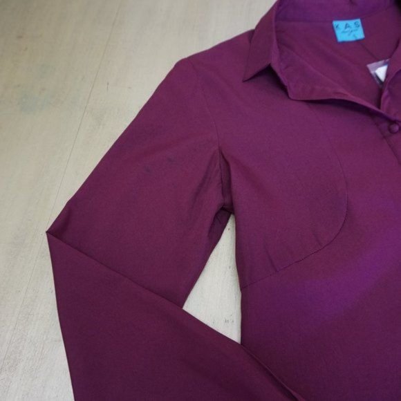 Kas Design Maroon Split back long sleeve blouse - Picture 3 of 8